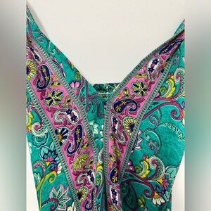 Ruby n Rosie silk maxi dress in vibrant teal and pink floral pattern. Size M